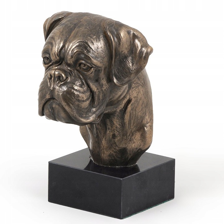 Statueta Boxer, Marmura/Bronz/Rasina, 19.5x10.5x12 cm, Negru/Bronz