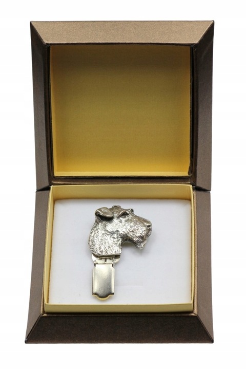 Brosa caine Airedale Terrier cu clip, Art-Dog, Zinc, Argintiu