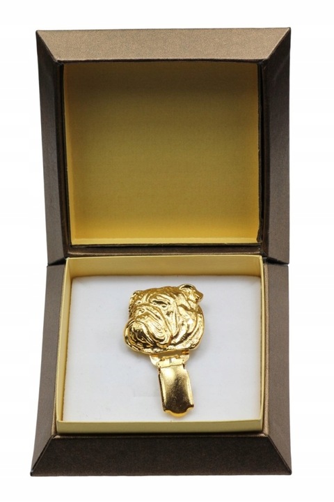 Brosa caine Bulldog Englez cu clip, Art-Dog, Zinc, Auriu