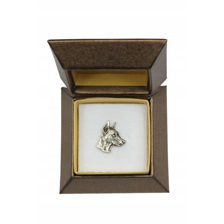 Női bross, Fémötvözet/Ezüstözött, Kutyaforma, 2 x 1,6 cm, Ezüst