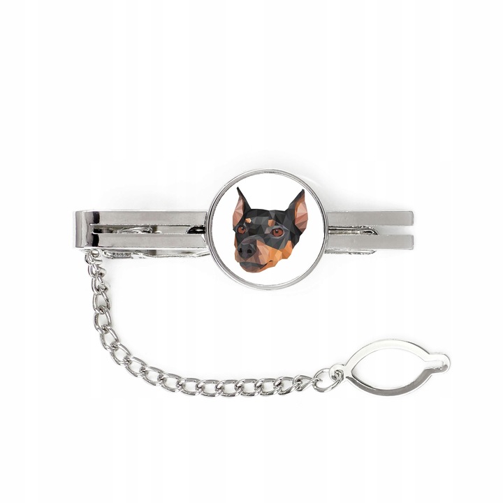 Nyakkendőtű, Fém, Kutya mintás, 5 cm, Ezüst