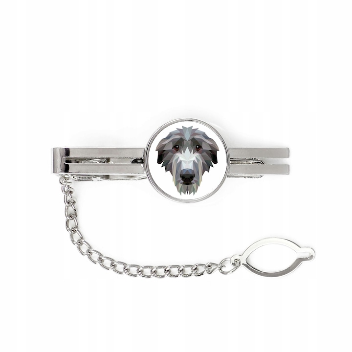 Nyakkendőtű, Fém, Kutya mintás, 5 cm, Ezüst