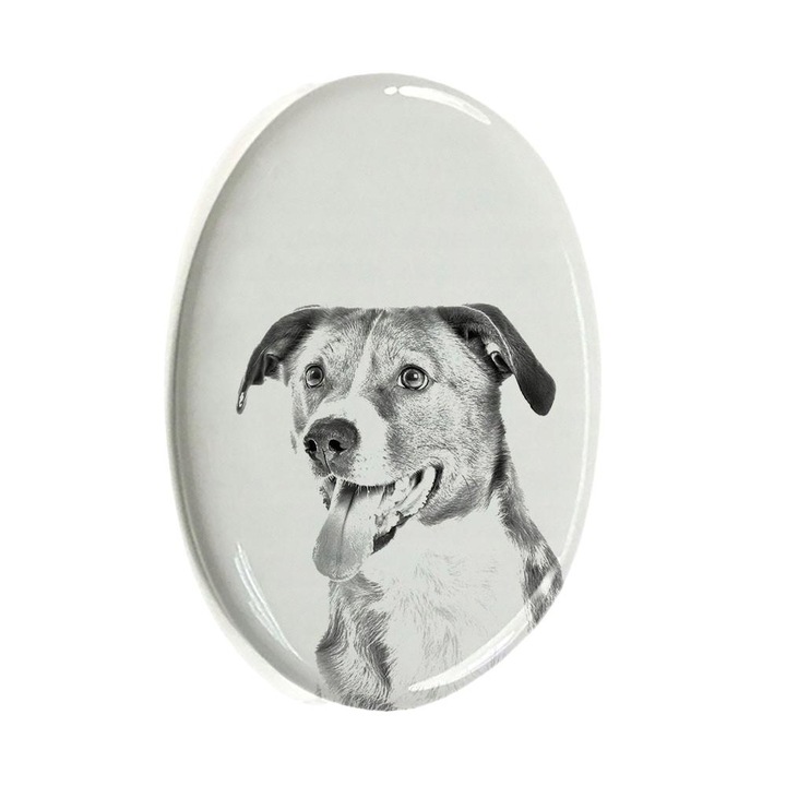 Piatra funerara animal companie, Ceramica, Alb/Gri