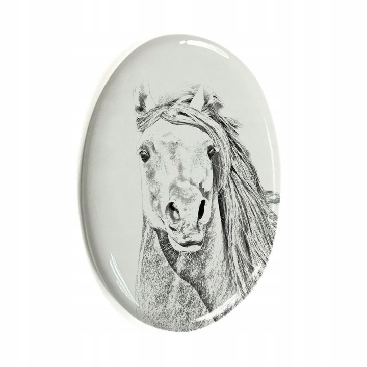 Чиния за домашни любимци, Керамика, Модел на пинтабийски кон, 10x7,5 см, Бяла
