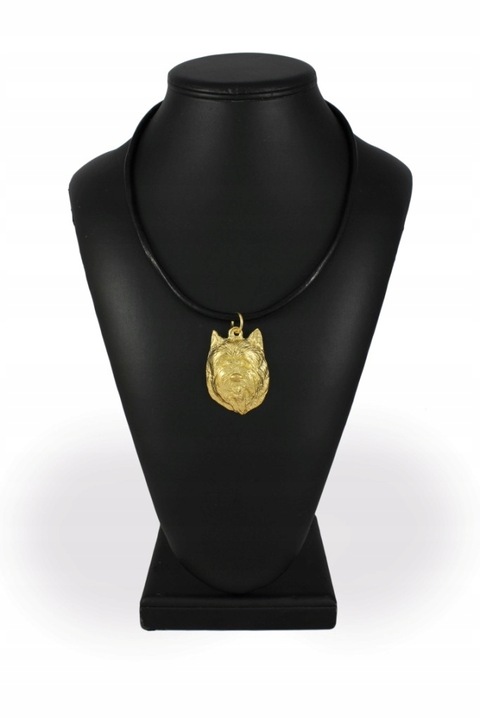 Colier dama, Art-Dog, Aliaj/Placat cu aur, Pandantiv catel, 50 cm, Auriu/Negru