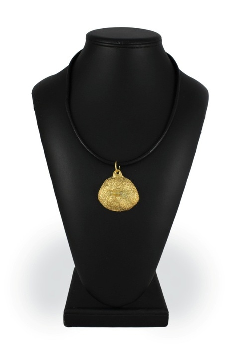 Colier dama, Art-Dog, Aliaj/Placat cu aur, Pandantiv catel, 50 cm, Auriu/Negru