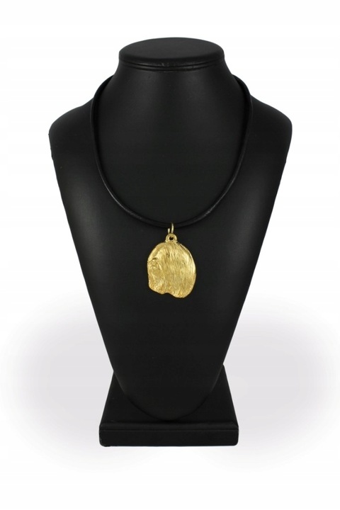 Colier dama, Art-Dog, Aliaj/Placat cu aur, Pandantiv catel, 50 cm, Auriu/Negru