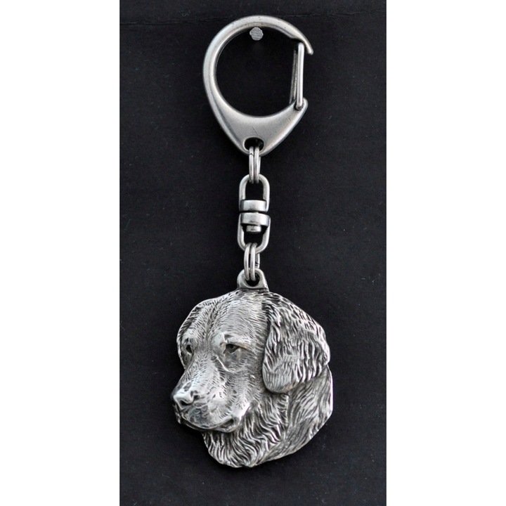 Golden Retreiver kiskutya modell nyaklánc és kulcstartó, fém, ezüst