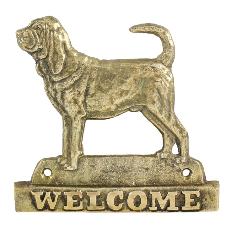 Pacuta pentru usa, Art-Dog, Alama, Inscriptie ,,Welcome", Model Saint Hubert, Auriu