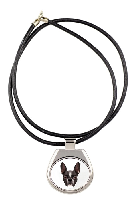 Női nyaklánc, Art-Dog, Boston Terrier kutyamodell, Fém, 50cm, Többszínű