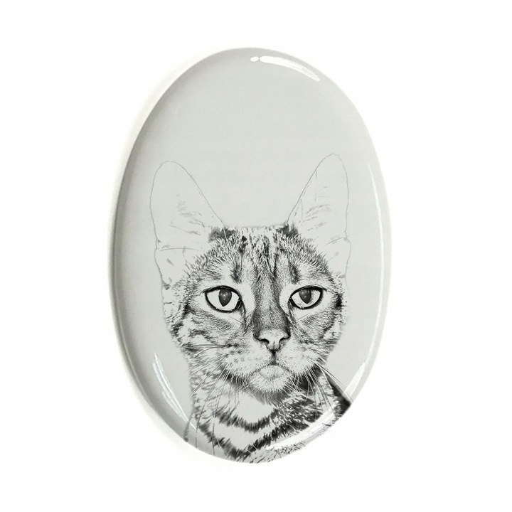 Placa funerara pentru pisici, Ceramica, Toyger, 10 x 7.5 cm, Alb