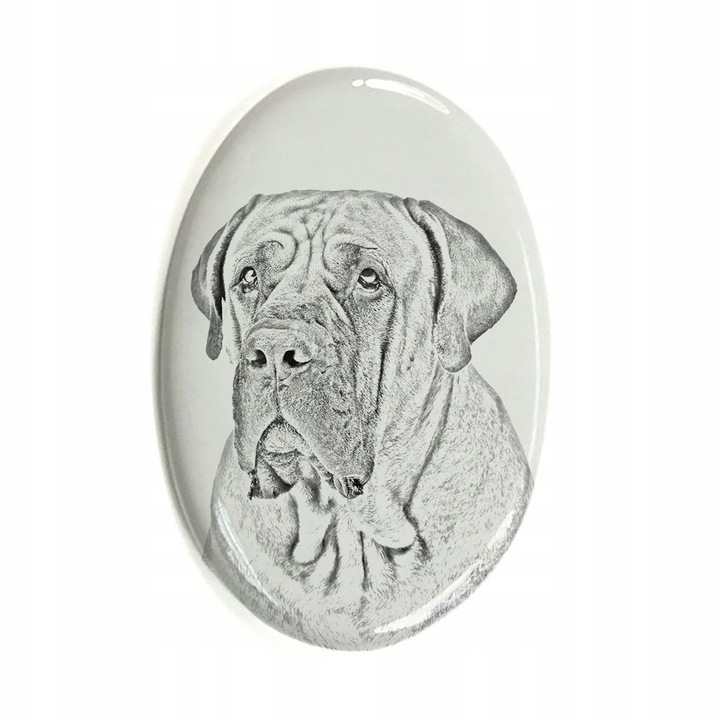Placa funerara pentru caini, Art-Dog, Boerboel, Ceramica, 10 x 7.5 cm, Alb
