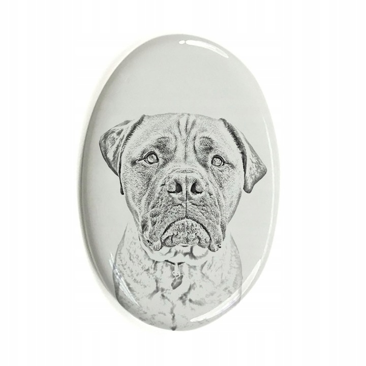 Placa funerara pentru caini, Ceramica, Bulmastiff, Alb