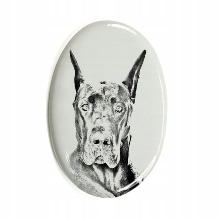 Placa funerara pentru caini, Ceramica, Great Dane, Alb