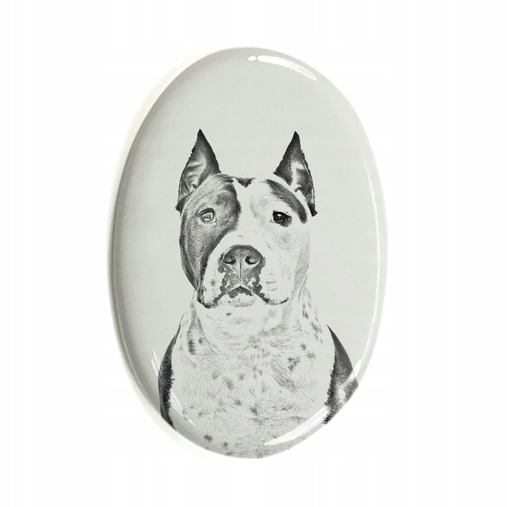 Piatra funerara Amstaff, Ceramica, Alb/Gri, 10x7.5cm