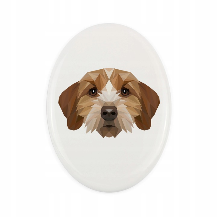 Piatra funerara animal de comapanie, Art-Dog, Caine Breton Basset, Ceramica, Multicolor, 10x7 cm
