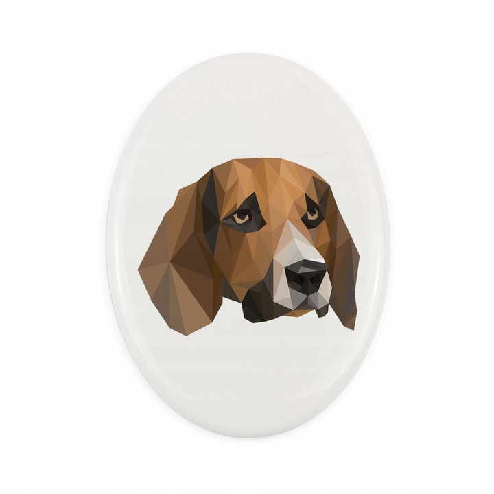 Piatra funerara pentru caine, Art-Dog, Model Beagle, Ceramica, 10 x 7 cm, Multicolor