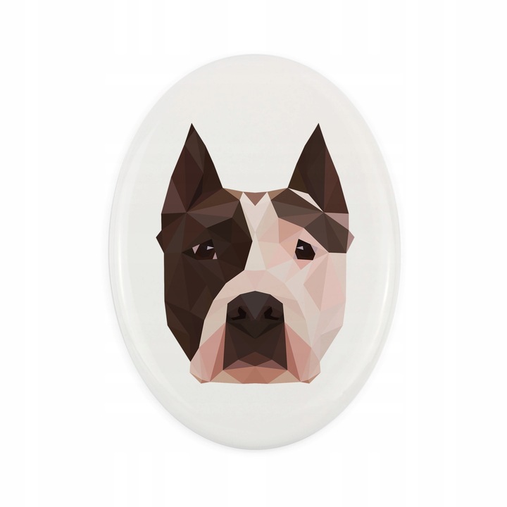 Piatra funerara Caine Amstaff, Art-Dog, Ceramica, 10 x 7 cm, Multicolor