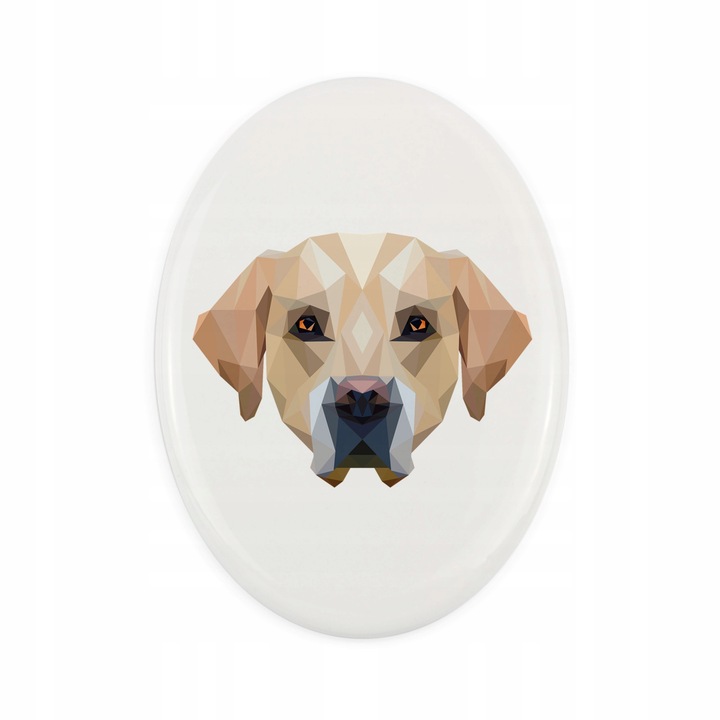 Piatra funerara pentru caini, Art-Dog, Model Labrador Retriever, Ceramica,10 x 7 cm, Alb