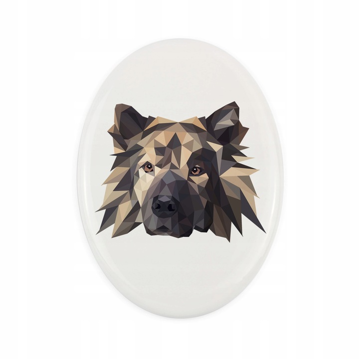 Piatra funerara pentru animale de comapanie, Ceramica, Caine eurasier, 10x7 cm