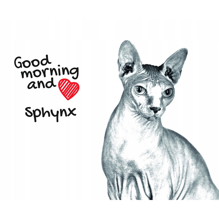 Mousepad, Imprimeu pisica Sphynx, Cauciuc, 22x18 cm, Multicolor