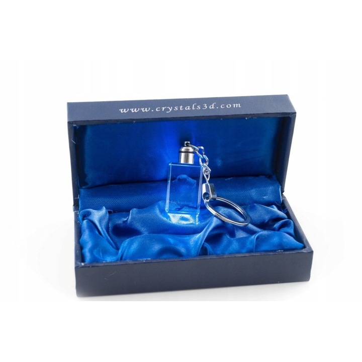 Kulcstartó, 3D kristályok, üveg, átlátszó/ezüst