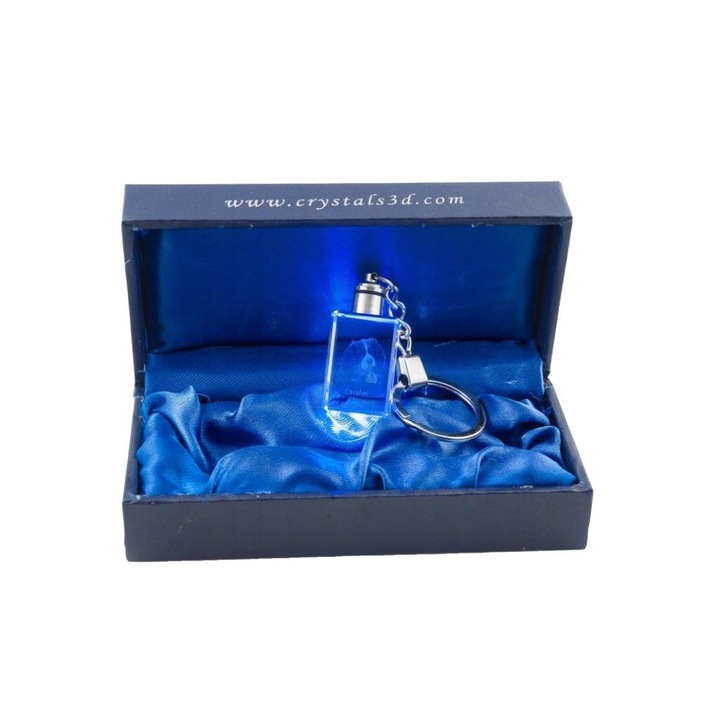 Kulcstartó, 3D kristályok, üveg, átlátszó/ezüst