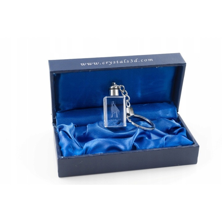 Kulcstartó, 3D kristályok, üveg, átlátszó/ezüst