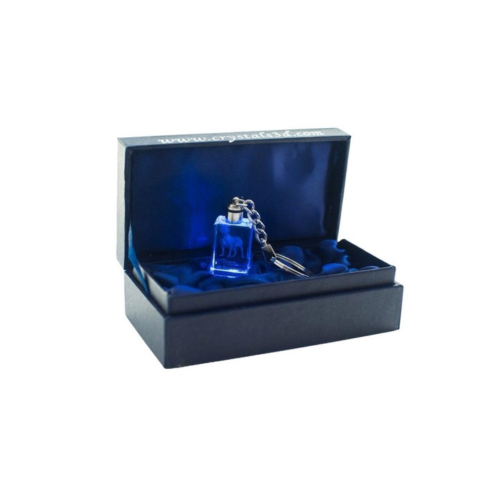 Kulcstartó, 3D kristályok, üveg, átlátszó/ezüst