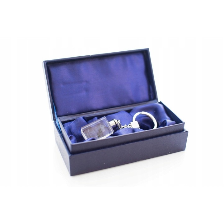 Kulcstartó, 3D kristályok, üveg, átlátszó/ezüst