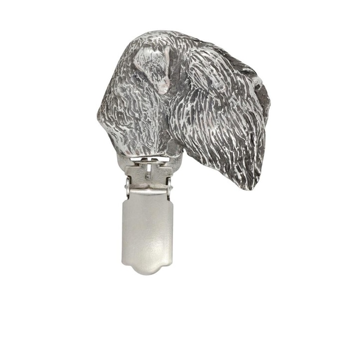 Fekete orosz terrier kutya bross klipszel, Art-Dog, cink, ezüst