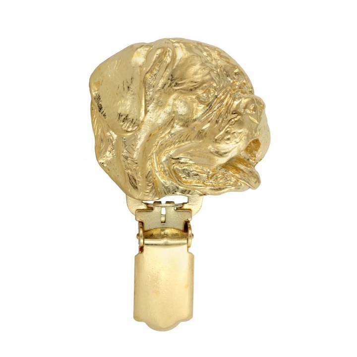 Brosa, Art-dog, Placat cu aur, Model- French Mastiff, Zinc/Aliaj, Auriu