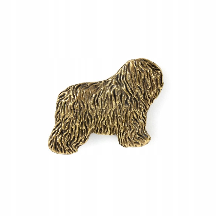 Brosa Polish Lowland Sheepdog, Art-Dog, Zinc/Aluminiu, Placata cu aur 24K, 1.8x2.4 cm, Auriu