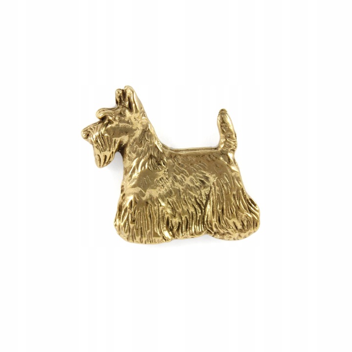 Brosa Scottish Terrier, Art-Dog, Zinc/Aluminiu, Placata cu aur 24K, 2x2.2 cm, Auriu