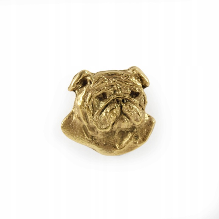 Angol bulldog bross, Art-Dog, cink/alumínium, 24K aranyozott, 1,8x1,8 cm, arany