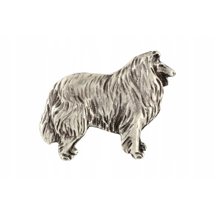 Brosa cu caine Scottish Shepherd Collie cu ac placata cu argint, Art-Dog, Zinc, Argintiu
