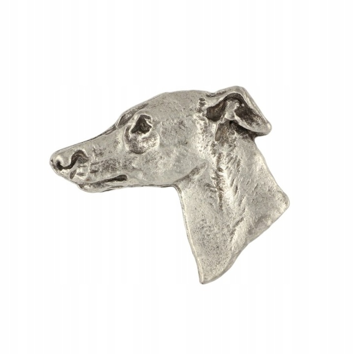 Whippet bross, Art-Dog, cink/alumínium, ezüstözött, 1,7x2 cm, ezüst