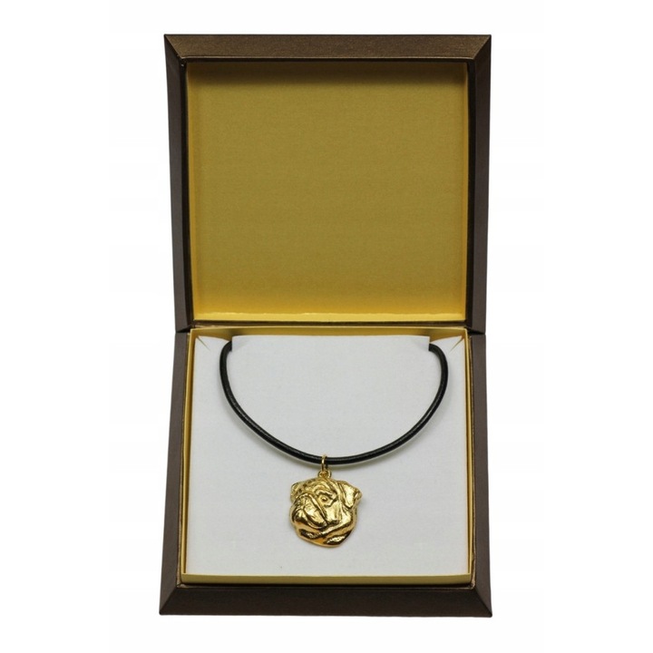 Mopsz zsinór nyaklánc, Fém ötvözet, 50 cm, Arany