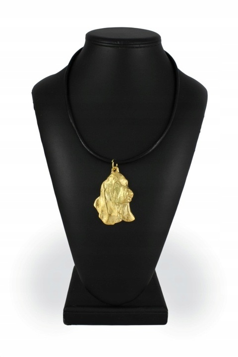 Colier dama, Art-Dog, Aliaj/Placat cu aur, Pandantiv catel, 50 cm, Auriu/Negru