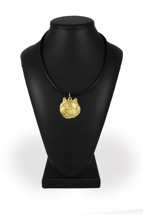 Colier dama, Art-Dog, Aliaj/Placat cu aur, Pandantiv catel, 50 cm, Auriu/Negru