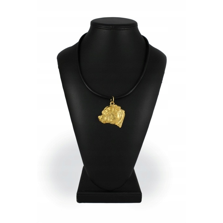 Colier dama, Art-Dog, Aliaj/Placat cu aur, Pandantiv catel, 50 cm, Auriu/Negru