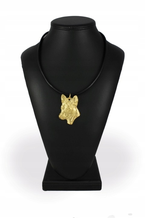 Colier dama, Art-Dog, Aliaj/Placat cu aur, Pandantiv catel, 50 cm, Auriu/Negru