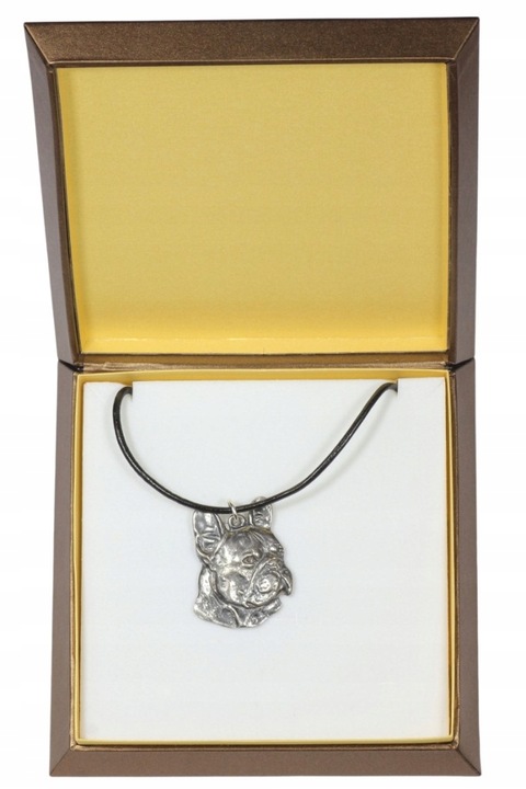 Colier dama, Art-Dog, Aliaj/Placat cu argint, Pandantiv catel, 50 cm, Argintiu/Negru