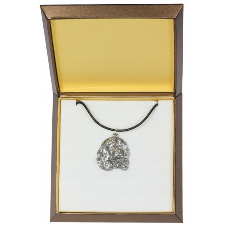 Colier dama, Art-Dog, Zinc/Aliaj de aluminiu, Model caine, Placat cu argint, Argintiu/Negru