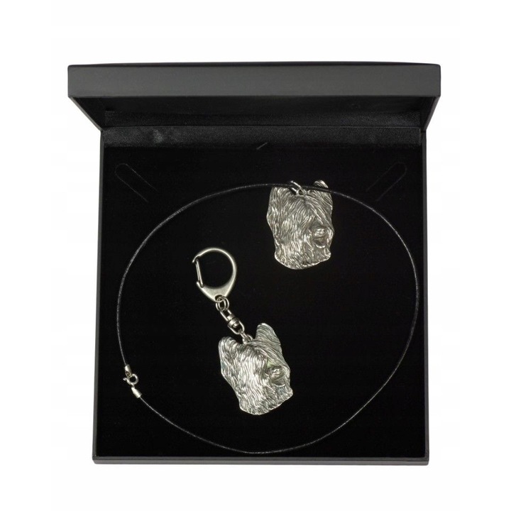 Női ékszerkészlet, nyaklánc/kulcstartó, kutyamodell, ötvözet, 50 cm, ezüst