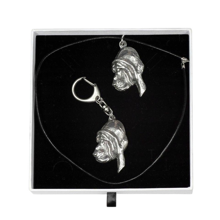 Női nyaklánc/kulcstartó készlet, Kutya modell, Ötvözet, 50cm, Ezüst