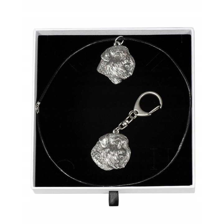 Női nyaklánc szett medállal és kulcstartóval Flandriai juhászkutya, Art-Dog, fém, ezüst