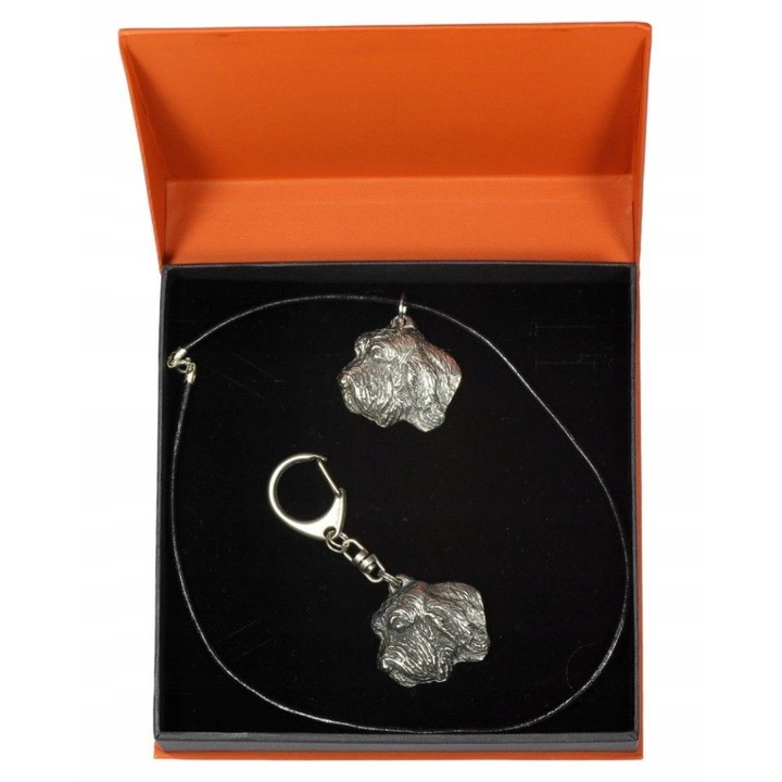 Női nyaklánc szett medállal és kulcstartóval Basset dog, Art-Dog, cink, ezüst