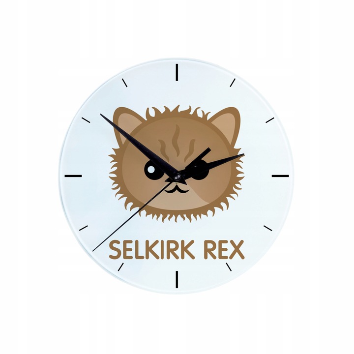 Ceas decorativ, Art-Dog, Model pisica Selkirk Rex, Multicolor
