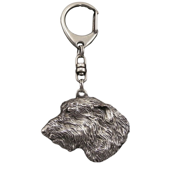 Breloc placat cu argint, Art-Dog, Forma cap caine Irish Wolfhound, Aliaj, Argintiu